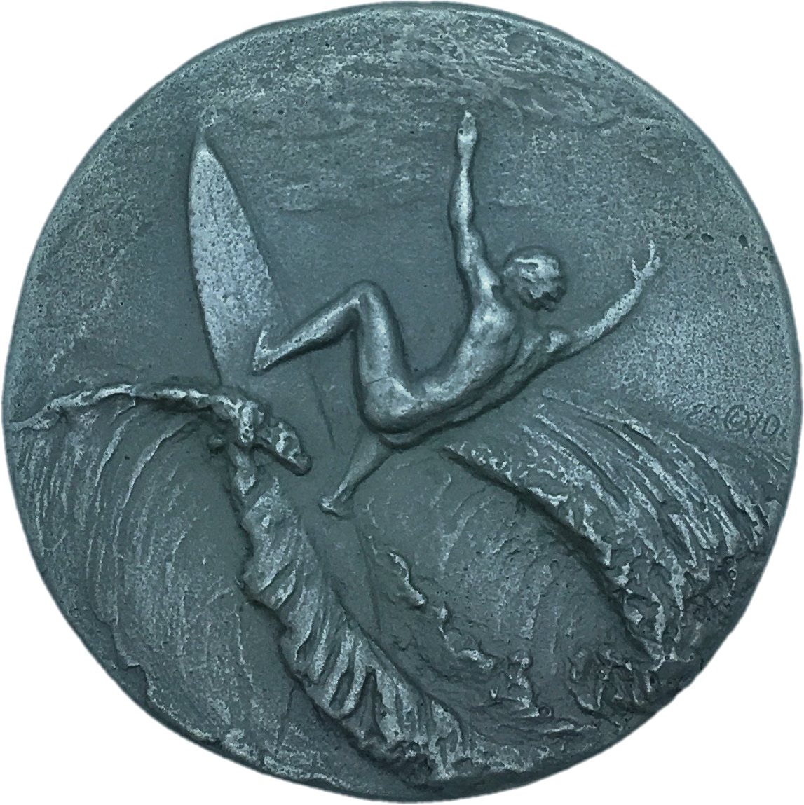 "Off the Lip" Surfing Award Medallion 3D Bumper Sticker